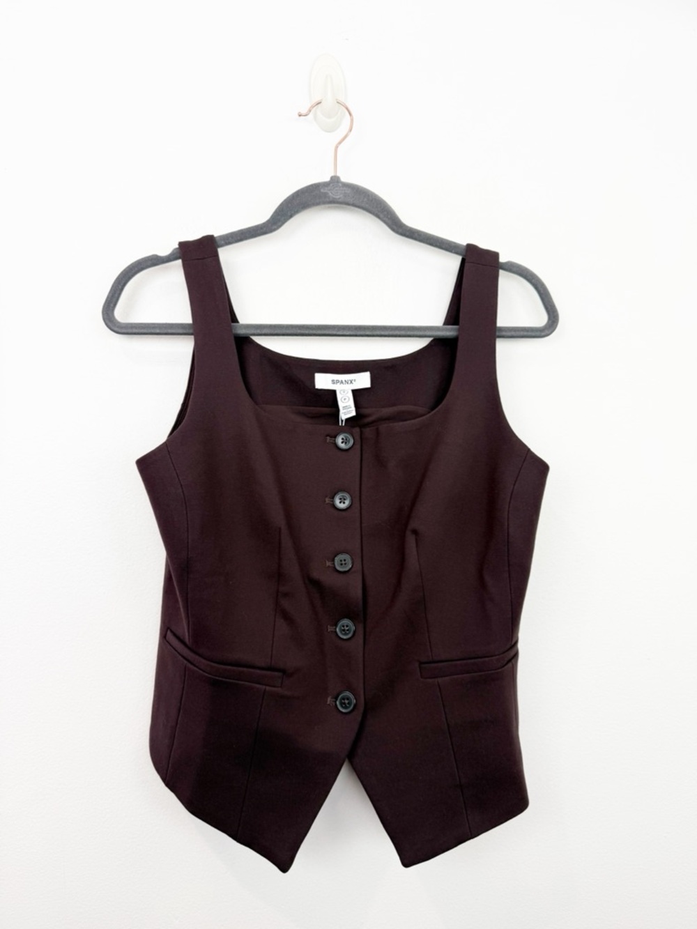 SPANX Ponte Tailored Vest Top Truffle Brown Size Small NWT
